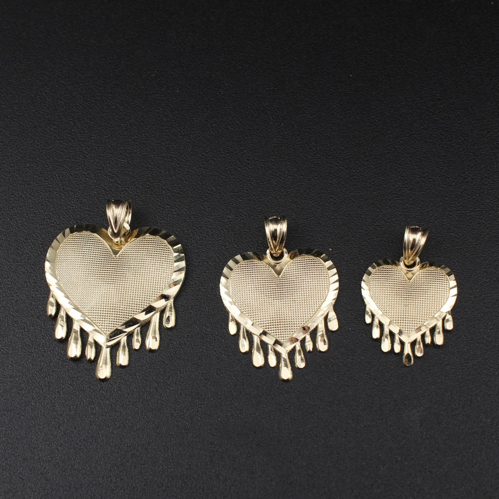 Real 10K Gold Dripping Heart Pendant