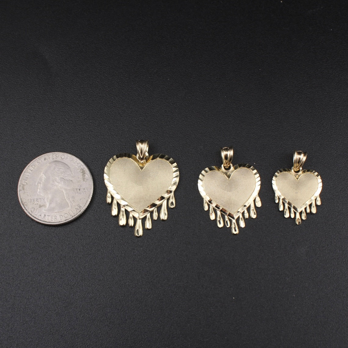 Real 10K Gold Dripping Heart Pendant
