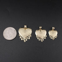 Real 10K Gold Dripping Heart Pendant