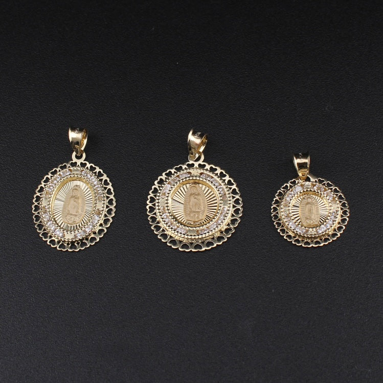 Real 10K Gold Virgin Mary Heart Pendant
