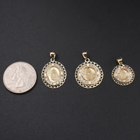 Real 10K Gold Virgin Mary Heart Pendant