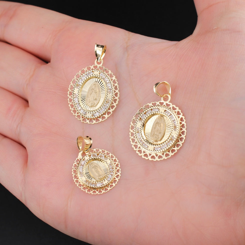 Real 10K Gold Virgin Mary Heart Pendant