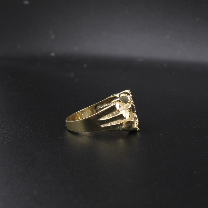 Real 10K Gold Nugget Cross Ring
