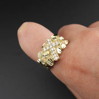 Real 10K Gold Nugget Cross Ring