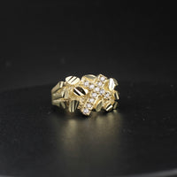 Real 10K Gold Nugget Cross Ring