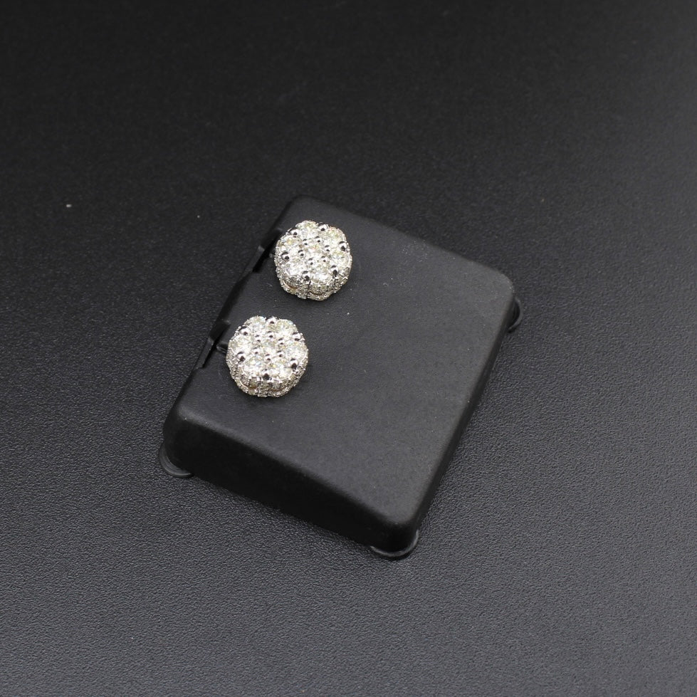 Pendientes de hombre de oro de 10K auténtico con diamantes de 2.59 CTW