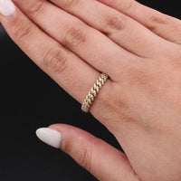Real 10K Gold Diamond Cuban Ring Band