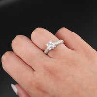 Anillo de bodas redondo de oro de 10 quilates con diamantes auténticos