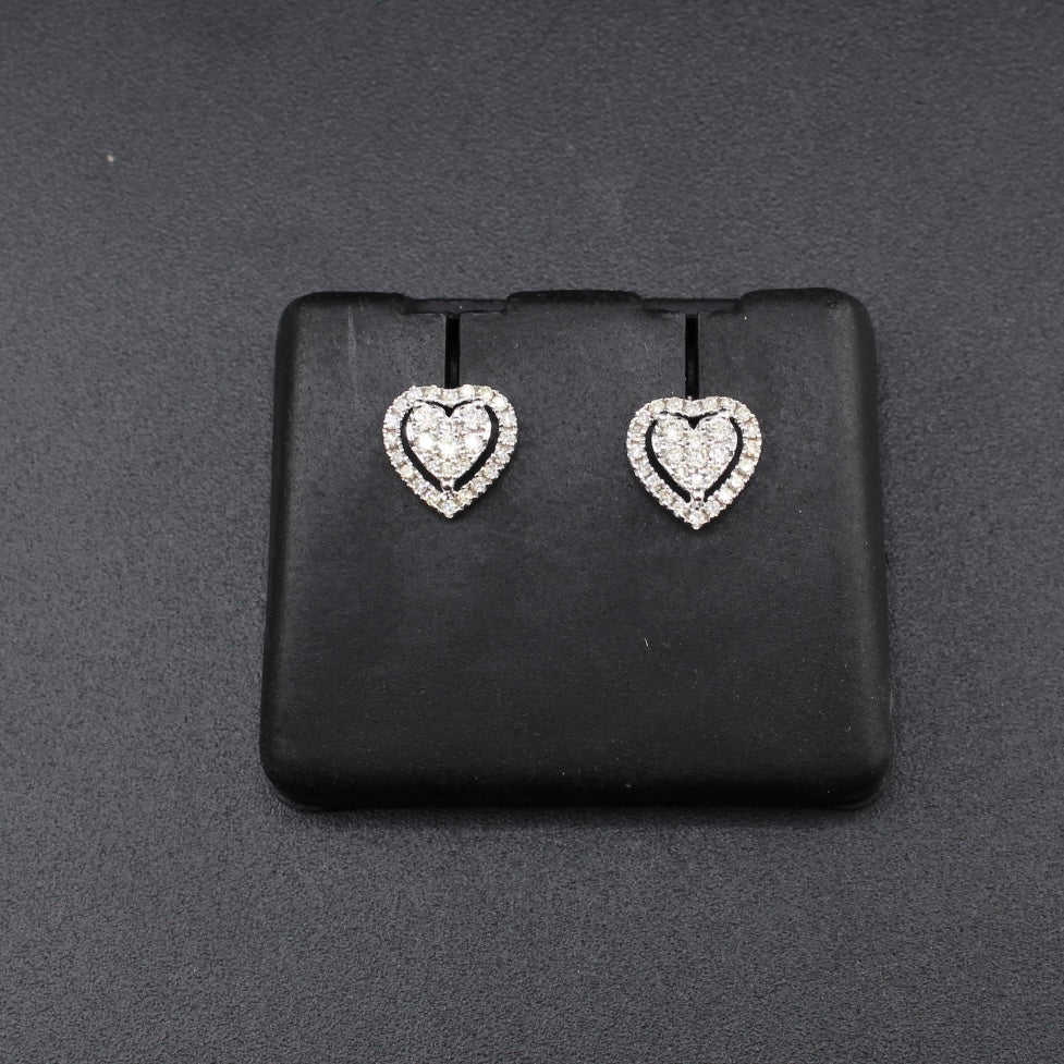 Real 10K Gold Diamond Heart Earrings
