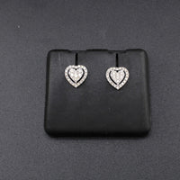 Real 10K Gold Diamond Heart Earrings