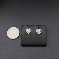 Real 10K Gold Diamond Heart Earrings