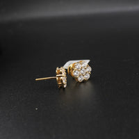 Pendientes de flor de diamante de oro de 10K auténtico