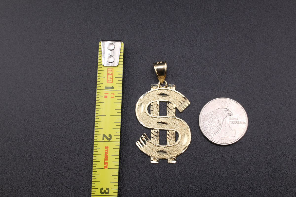 Dije con el signo de dólar de oro de 10K auténtico