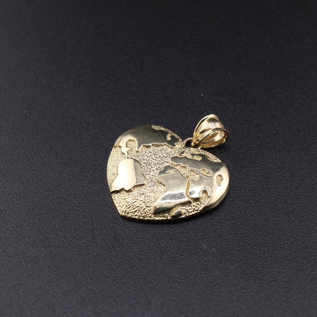 Real 10K Gold World Heart Pendant
