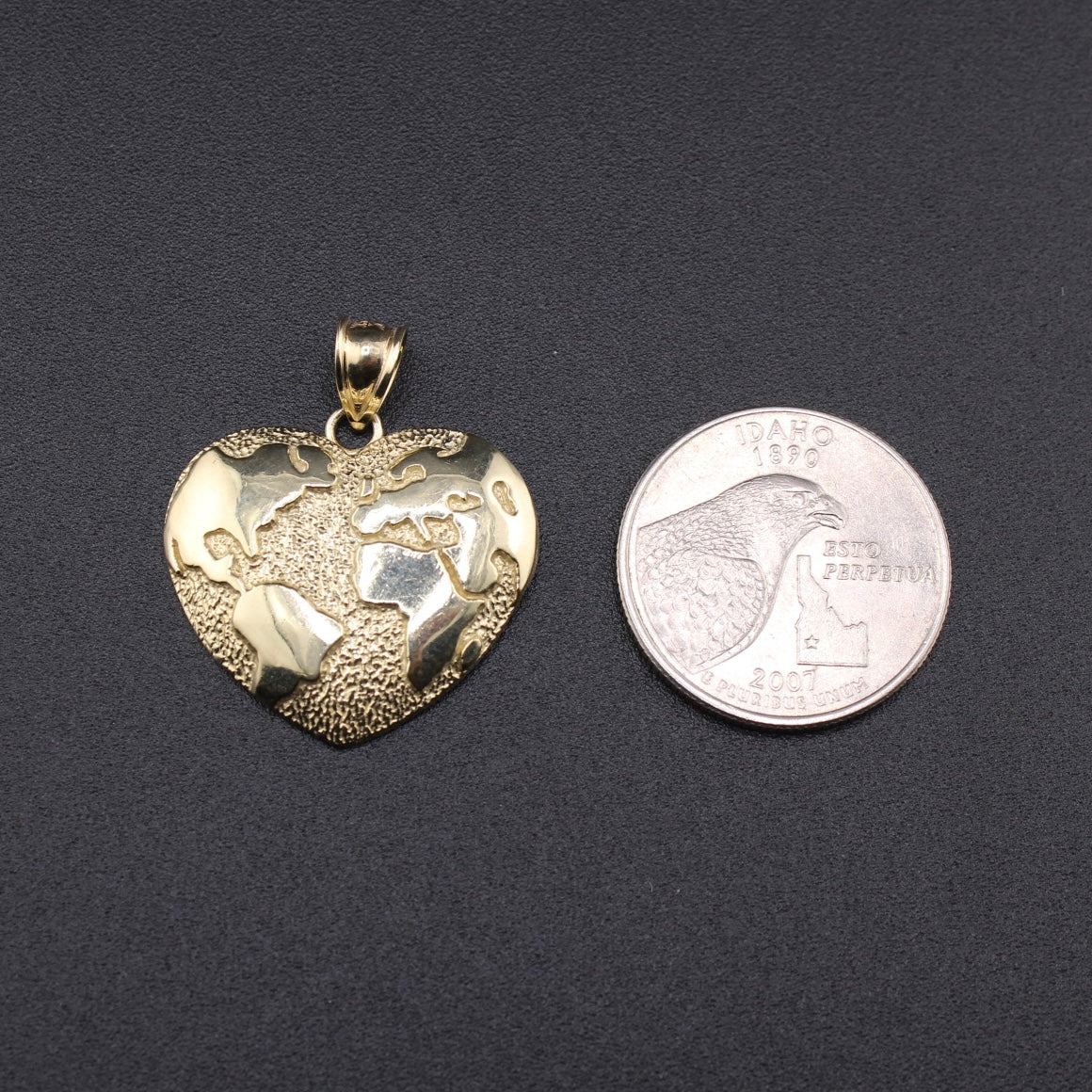 Real 10K Gold World Heart Pendant