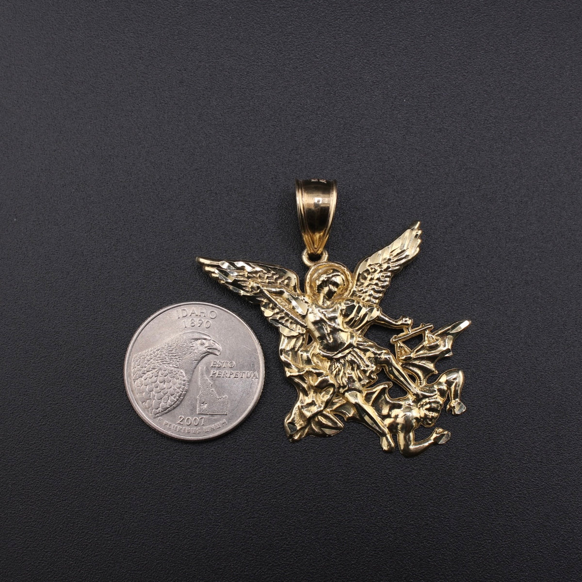 Real 10K Gold Saint Michael Pendant