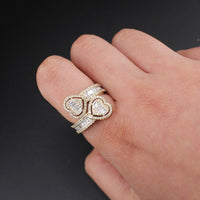 Real 10K Gold Diamond Double Heart Ring