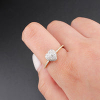 Anillo de Corazón de Diamantes de Oro de 10K auténtico