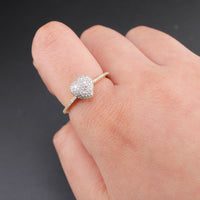 Anillo de Corazón de Diamantes de Oro de 10K auténtico