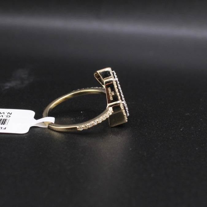 Anillo con la inicial K de oro de 10 quilates auténtico y diamantes
