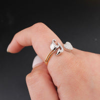 Anillo de oro de 10K auténtico con diamante y letra G inicial con forma de corazón