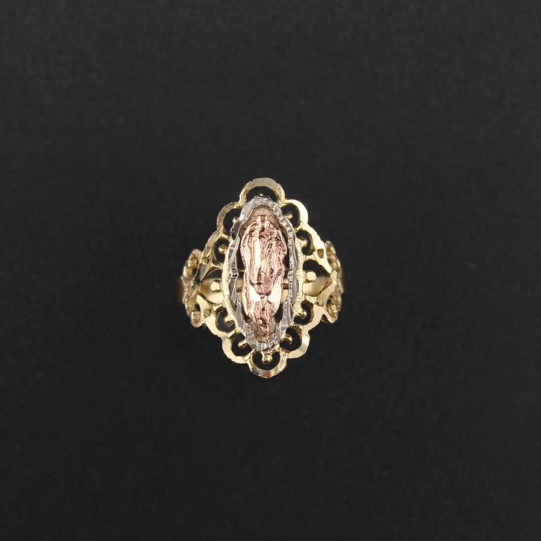 Anillo de la Virgen María de oro auténtico de 10 quilates