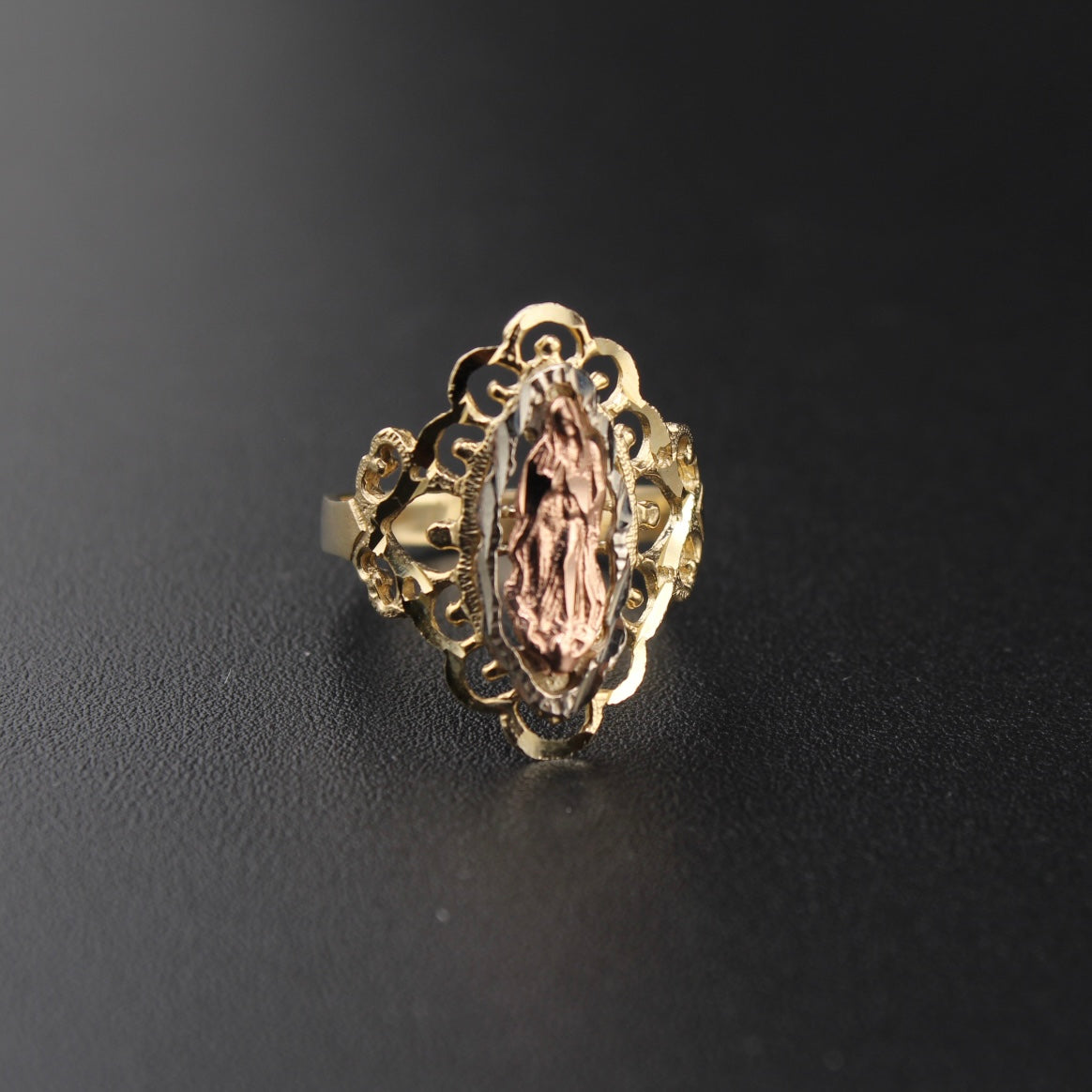 Anillo de la Virgen María de oro auténtico de 10 quilates
