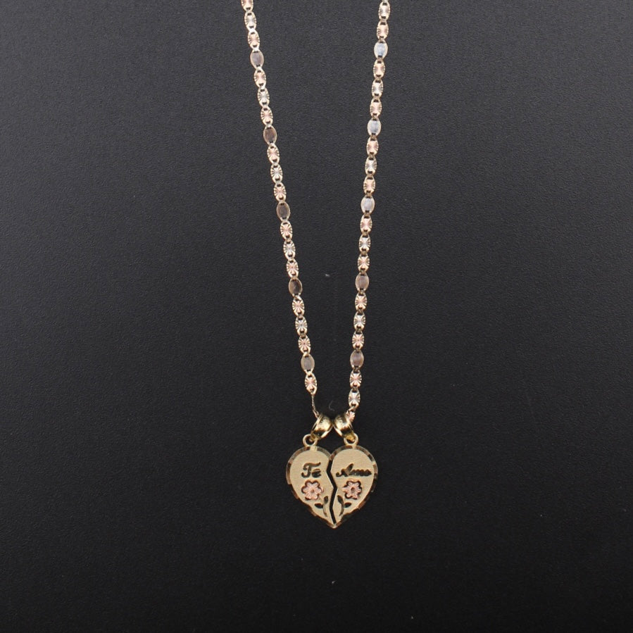 10K Heart Te Amo Pendant with Chain - detail view - ICEbyAK