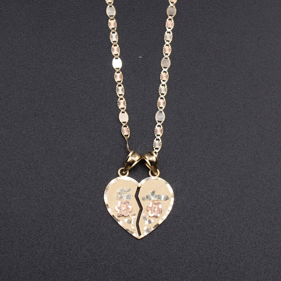 10K Heart Te Amo Pendant with Chain - on black background - ICEbyAK