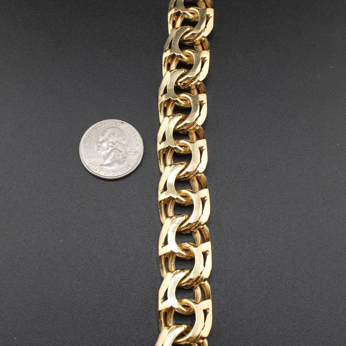 Pulsera de identidad Chino de oro de 14 quilates auténtico