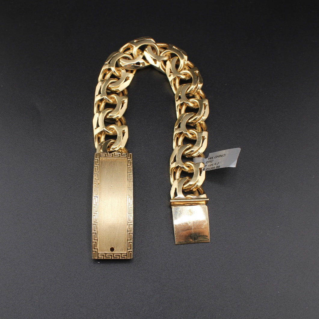 Pulsera de identidad Chino de oro de 14 quilates auténtico