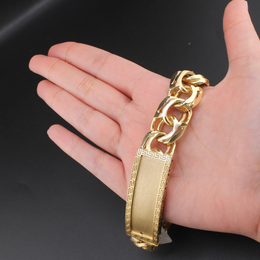 Pulsera de identidad Chino de oro de 14 quilates auténtico