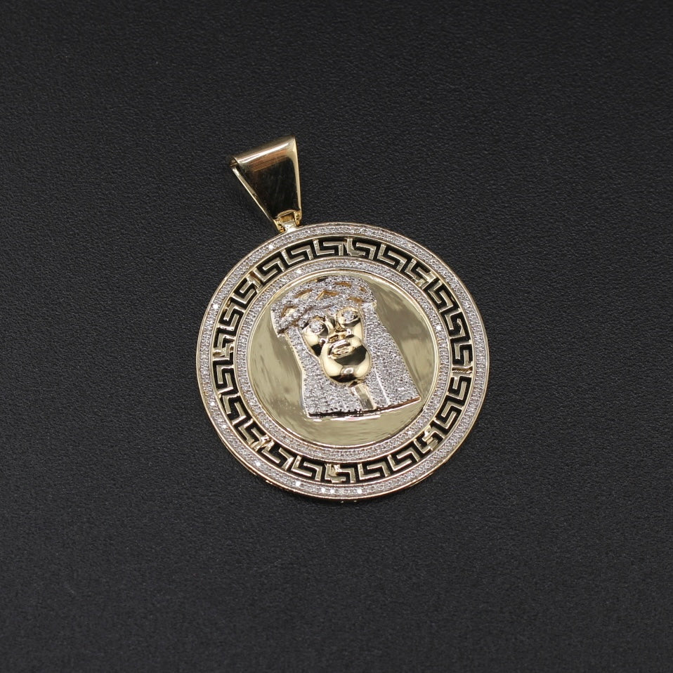 Colgante de oro de 10K auténtico con la cara de Jesús y diamantes