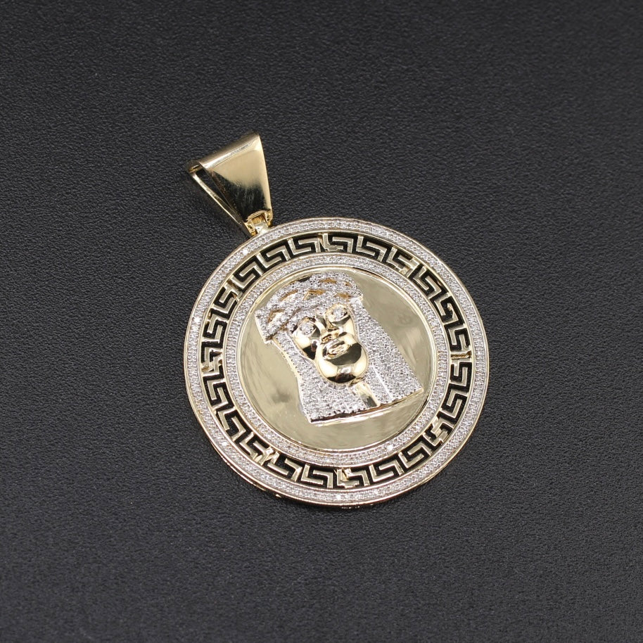 Colgante de oro de 10K auténtico con la cara de Jesús y diamantes