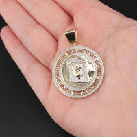 Colgante de oro de 10K auténtico con la cara de Jesús y diamantes