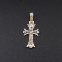Colgante de cruz con diamantes de oro de 10K real