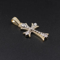 Colgante de cruz con diamantes de oro de 10K real