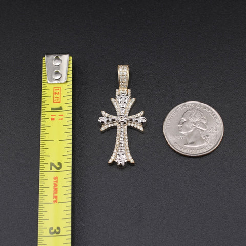Real 10K Gold Diamond Cross Pendant