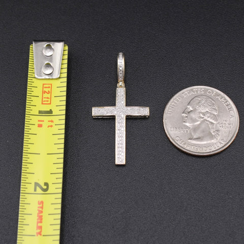 Real 10K Gold Diamond Cross Pendant