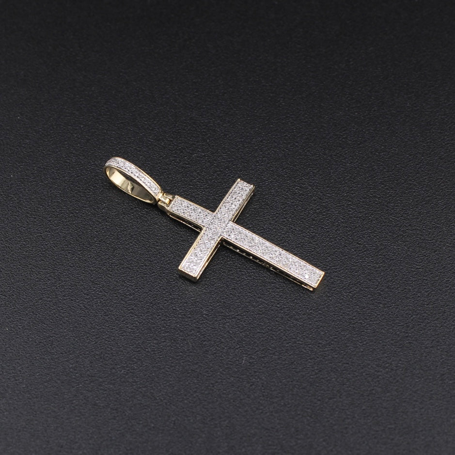 Real 10K Gold Diamond Cross Pendant