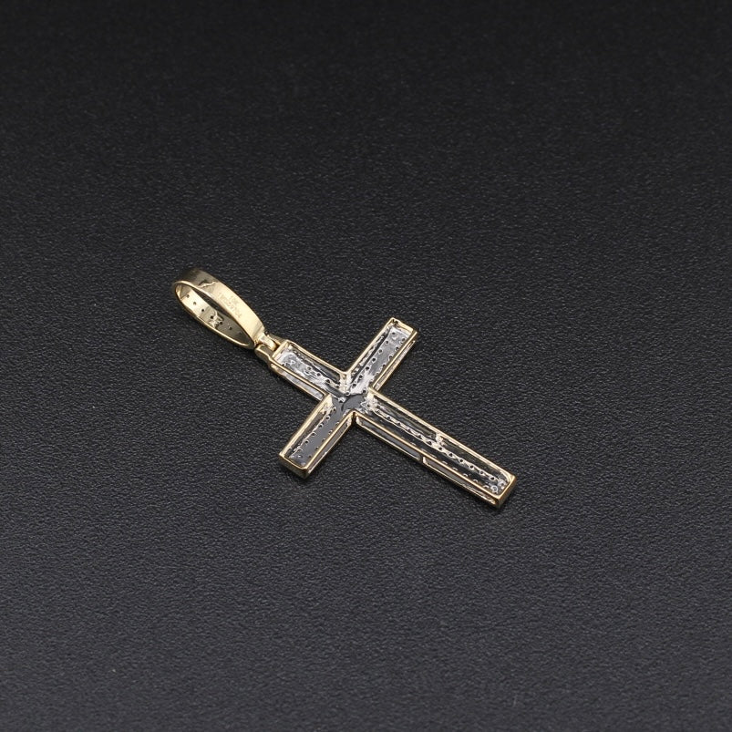 Real 10K Gold Diamond Cross Pendant