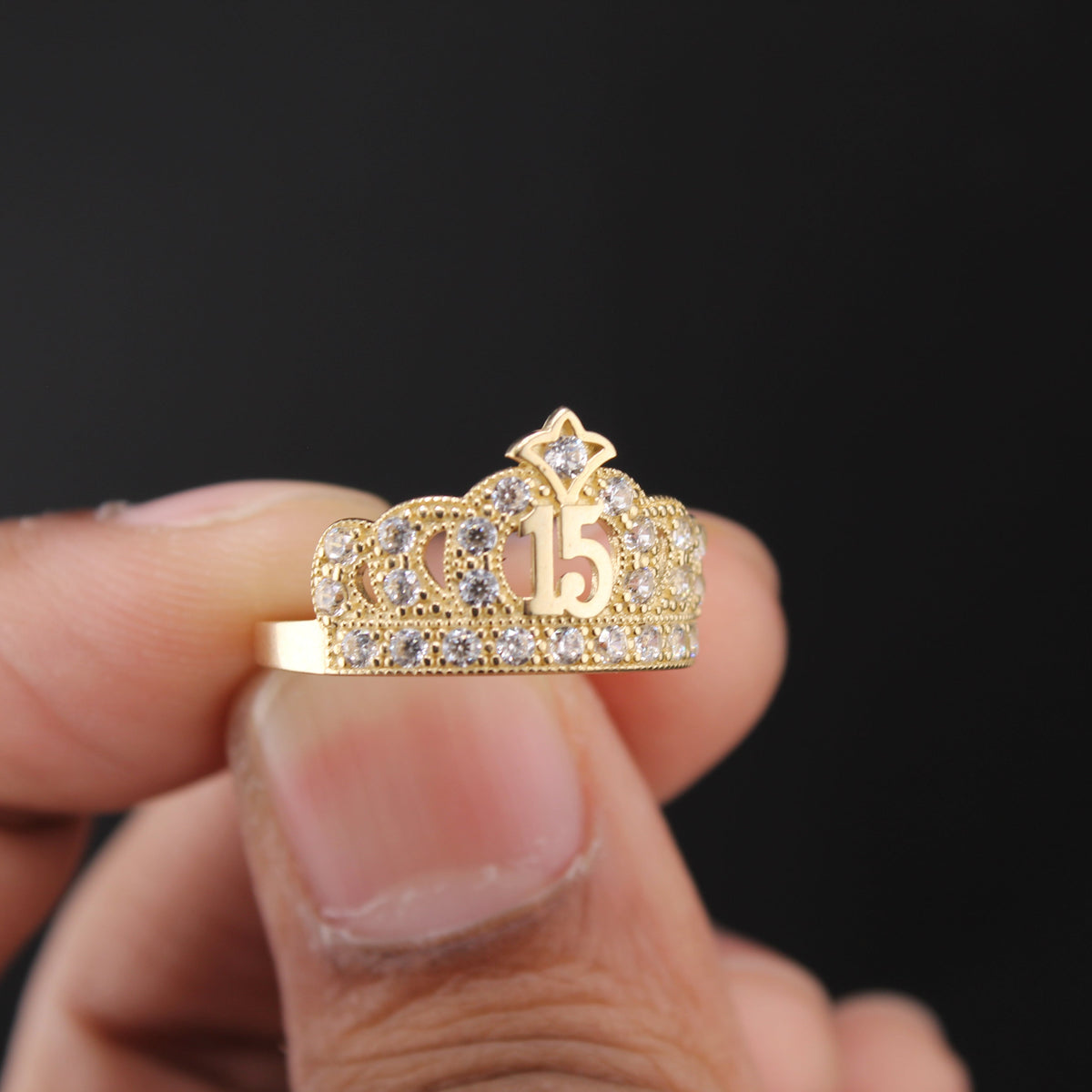 Anillo de Quinceañera de Oro 14K Auténtico