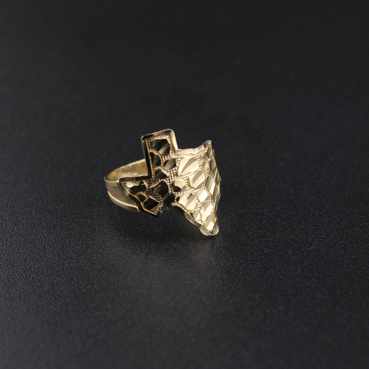 Anillo de oro de 10K real de Texas curvado mediano
