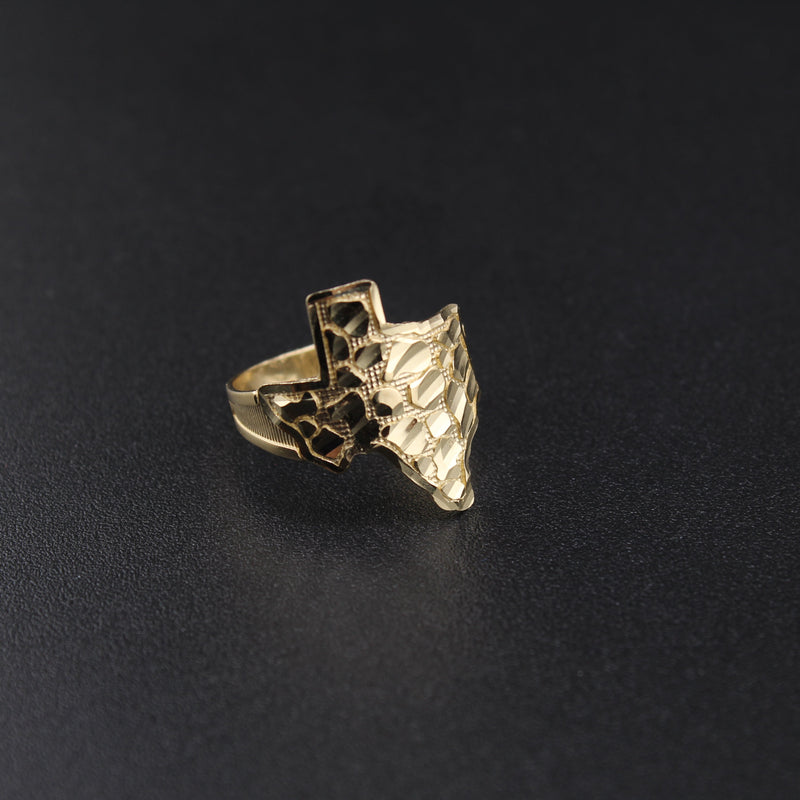 Real 10K Gold Texas Curved Nugget Ring Medium