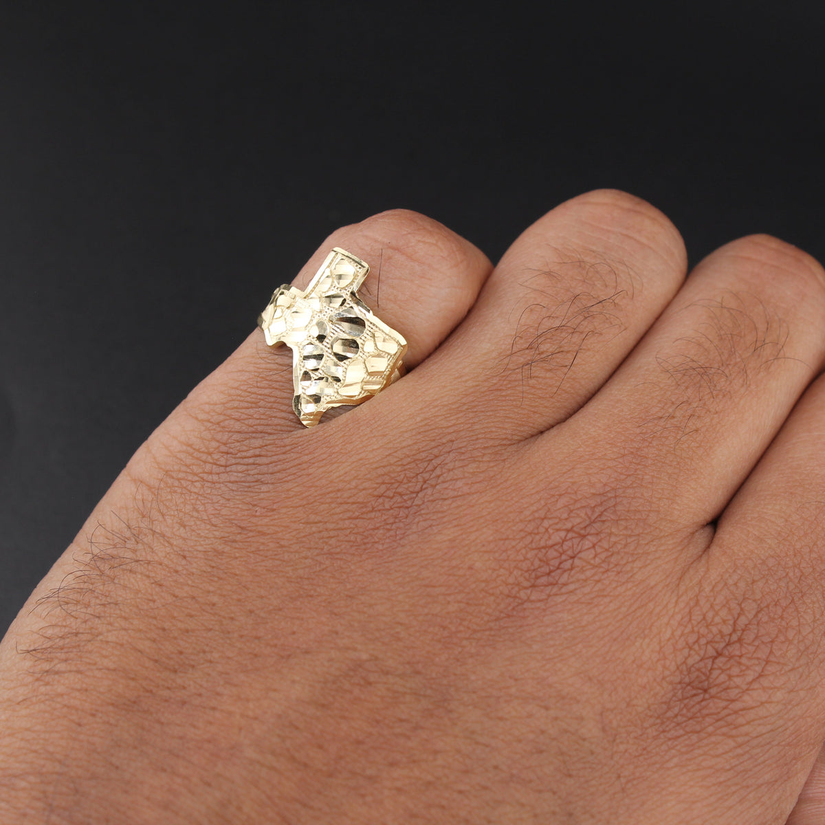 Anillo de oro de 10K real de Texas curvado mediano