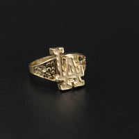 Anillo LA de oro de 10K auténtico
