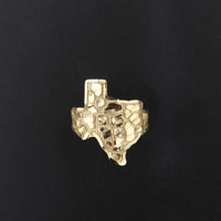 Anillo de oro de 10K auténtico con pepita curva de Texas, grande