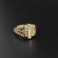 Real 10K Gold Cross Nugget Ring