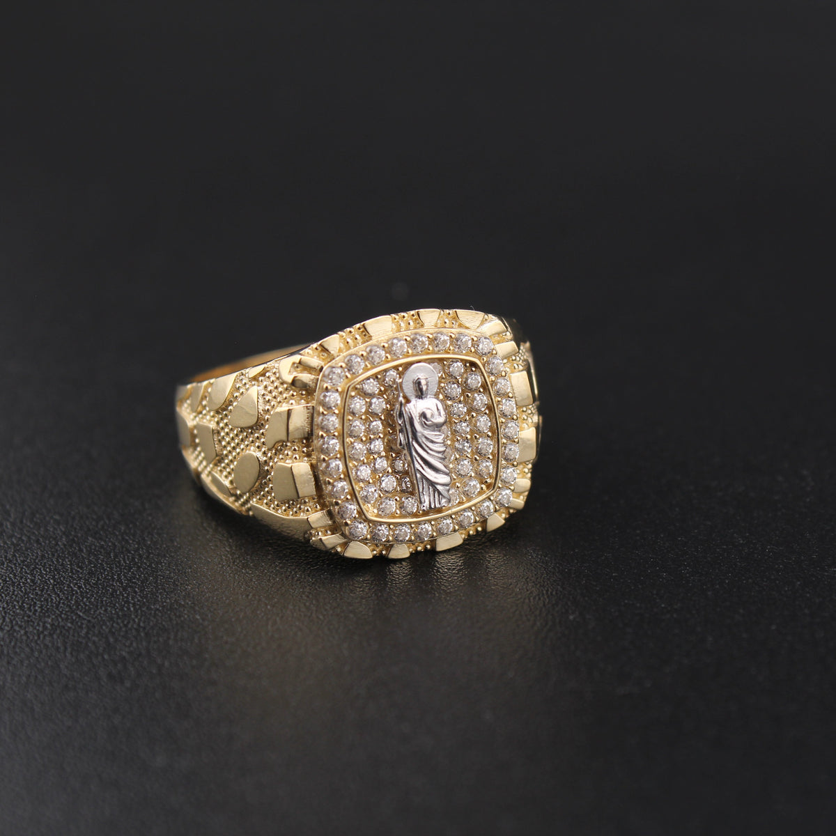 Real 10K Gold St. Jude Square Ring