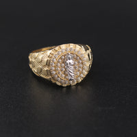 Anillo redondo de San Judas de oro de 10K auténtico